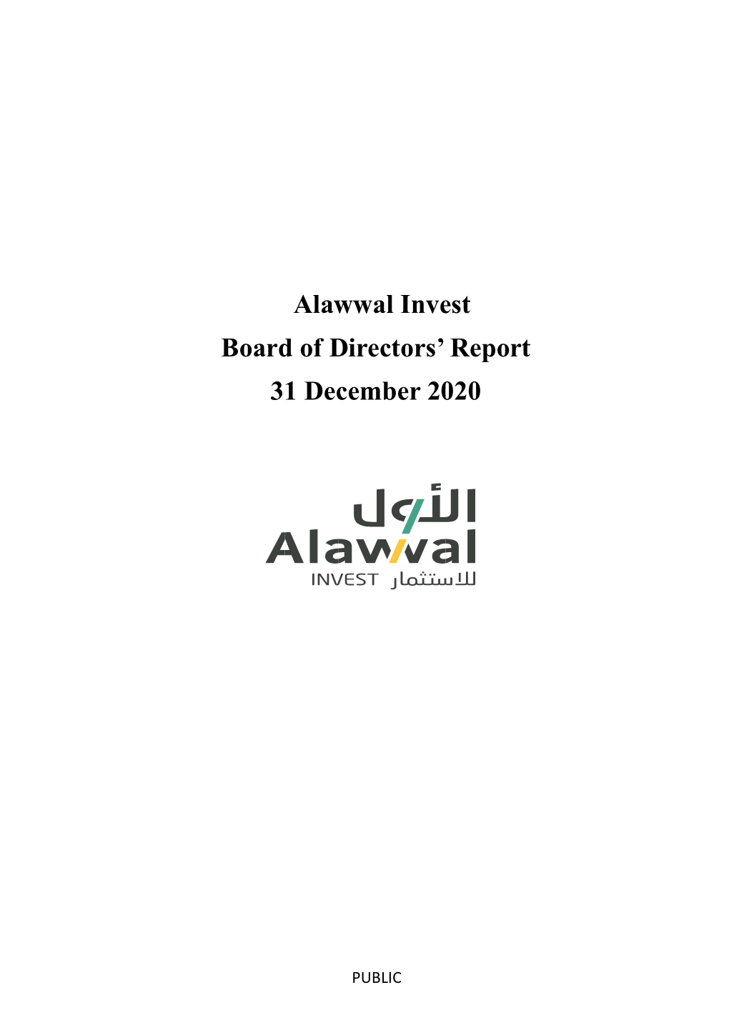 Alawwal Invest Board of Directors' Report 31 December 2020