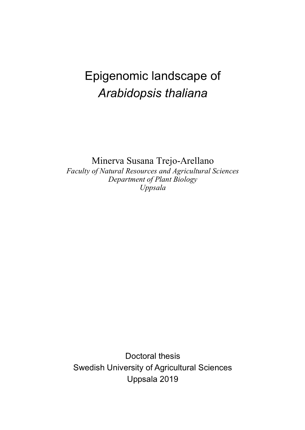 Epigenomic Landscape of Arabidopsis Thaliana