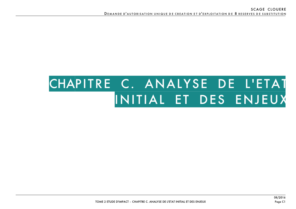 Chapitre C. Analyse De L'etat Initial Et Des Enjeux
