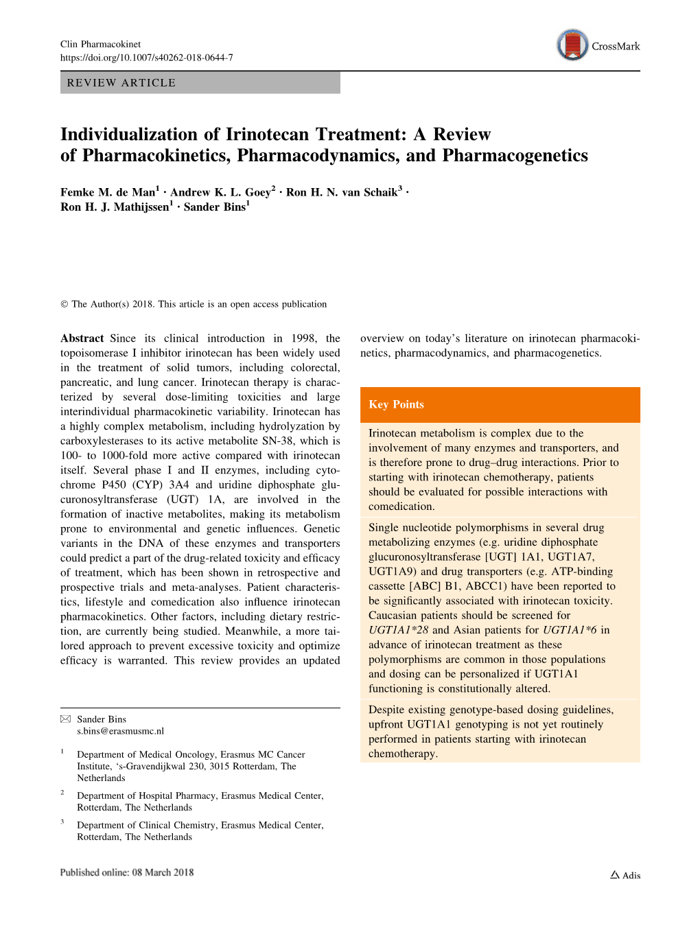 Individualization of Irinotecan Treatment: a Review of Pharmacokinetics, Pharmacodynamics, and Pharmacogenetics