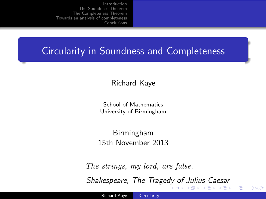 Circularity in Soundness and Completeness