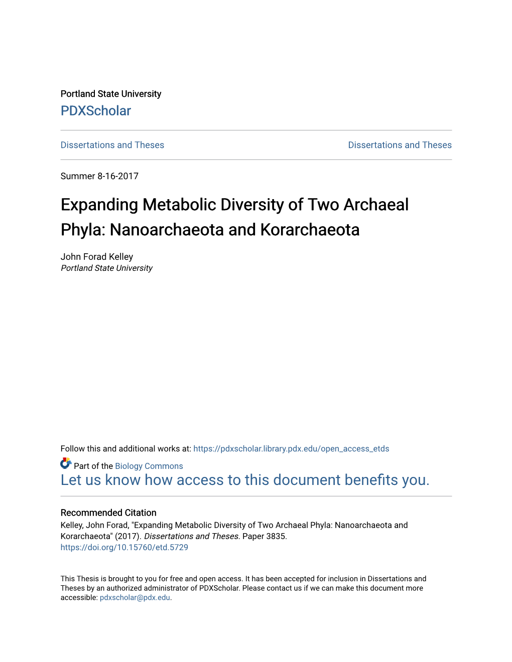 Expanding Metabolic Diversity of Two Archaeal Phyla: Nanoarchaeota and Korarchaeota