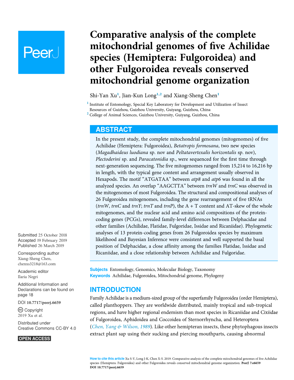 Comparative Analysis of the Complete Mitochondrial Genomes of Five