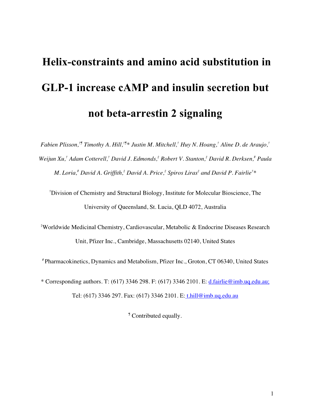 Helix-Constraints and Amino Acid Substitution in GLP-1 Increase
