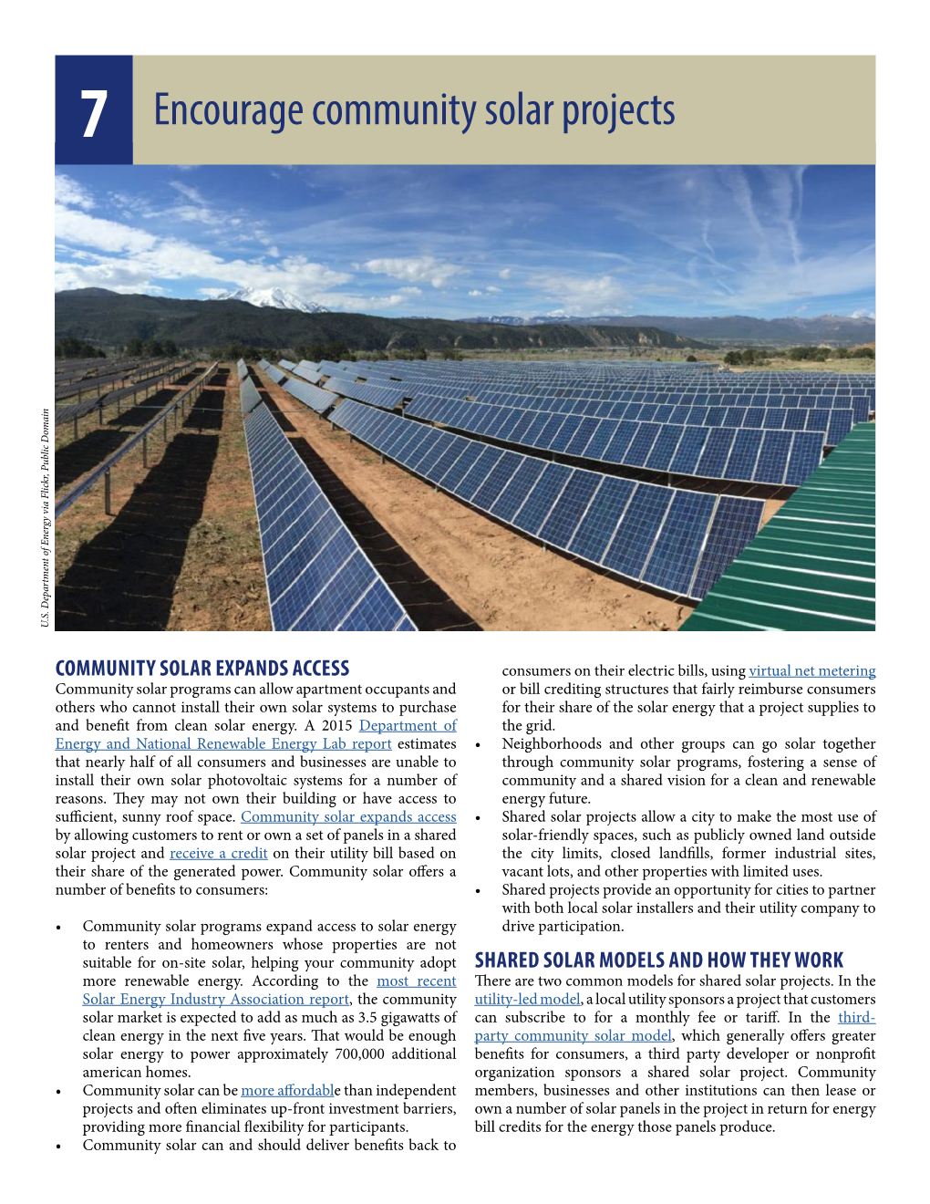 Encourage Community Solar Projects U.S