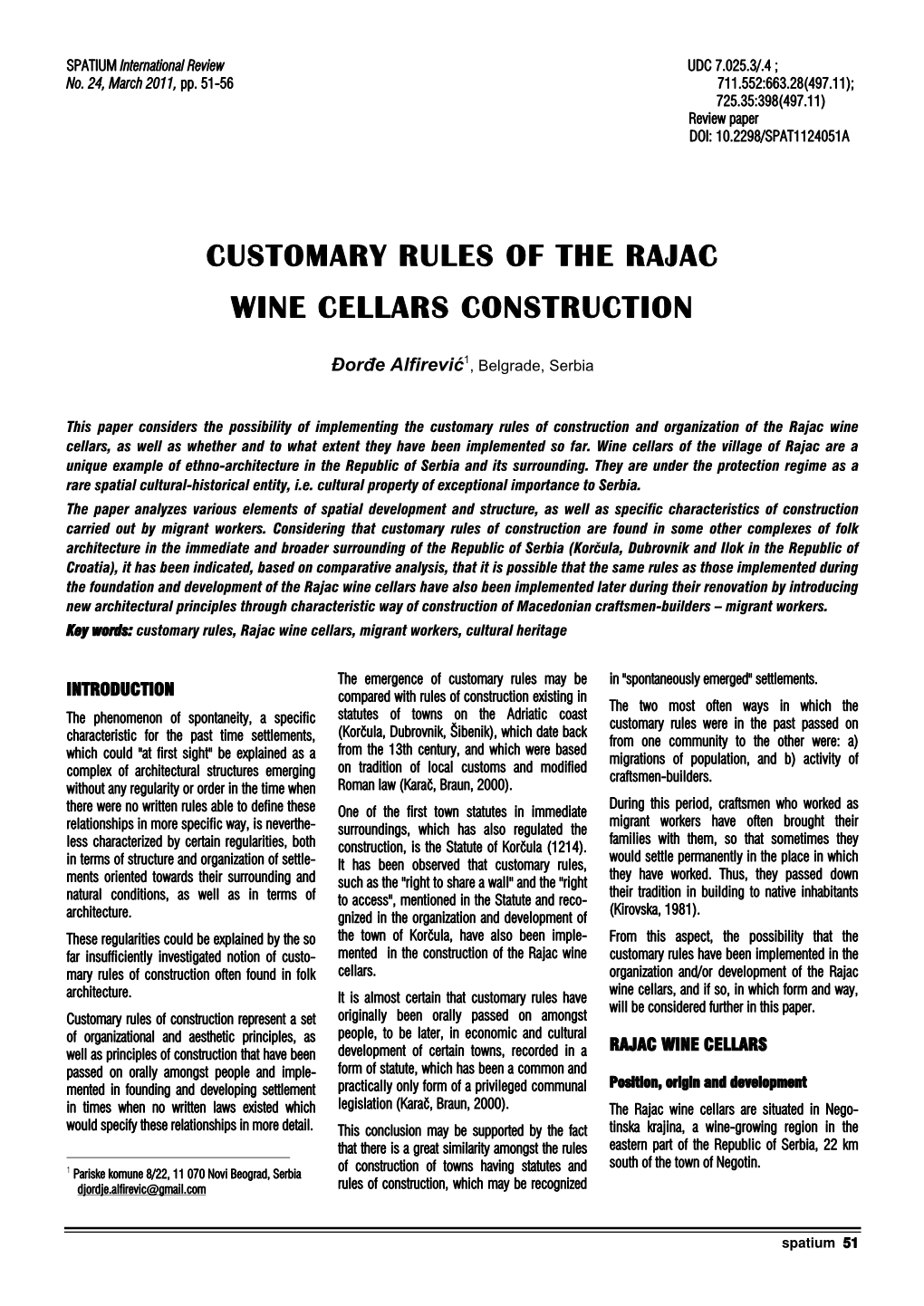 Customary Rules of the Rajac Wine Cellars Construction