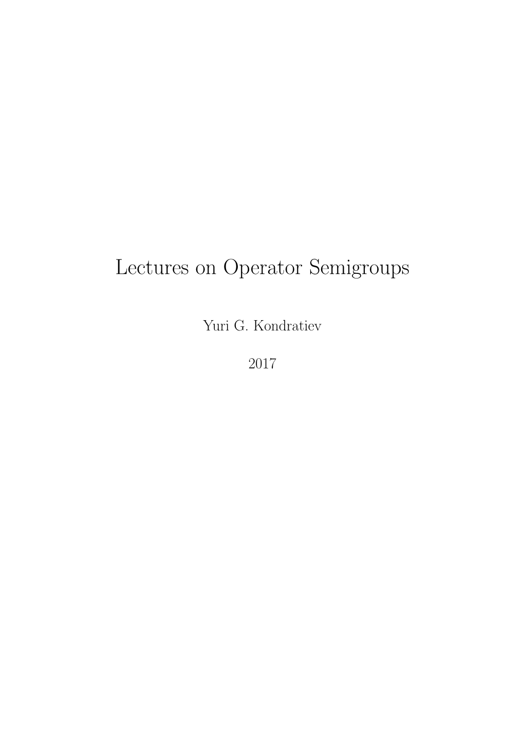 Lectures on Operator Semigroups