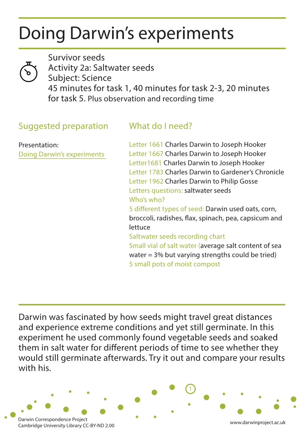 Doing Darwin's Experiments