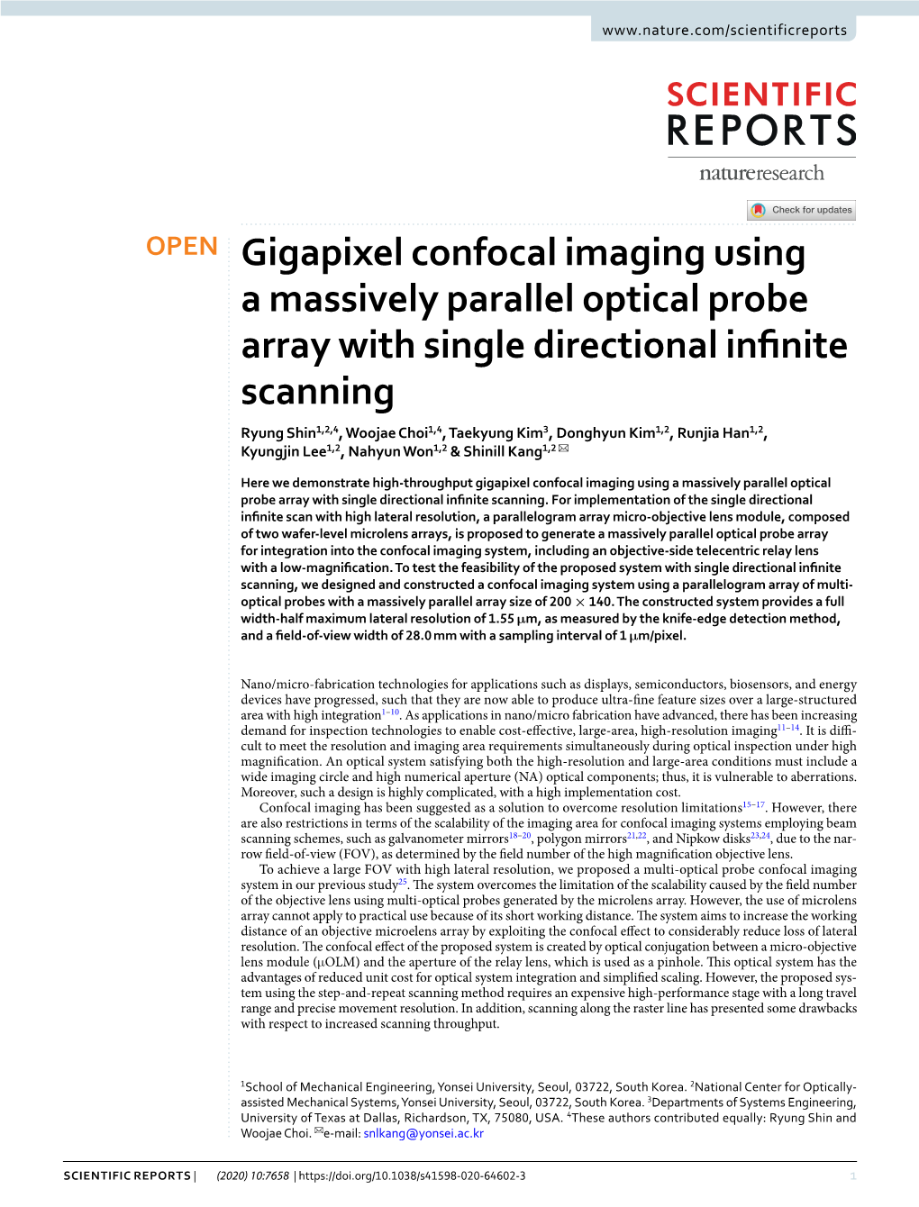 Gigapixel Confocal Imaging Using a Massively Parallel Optical Probe
