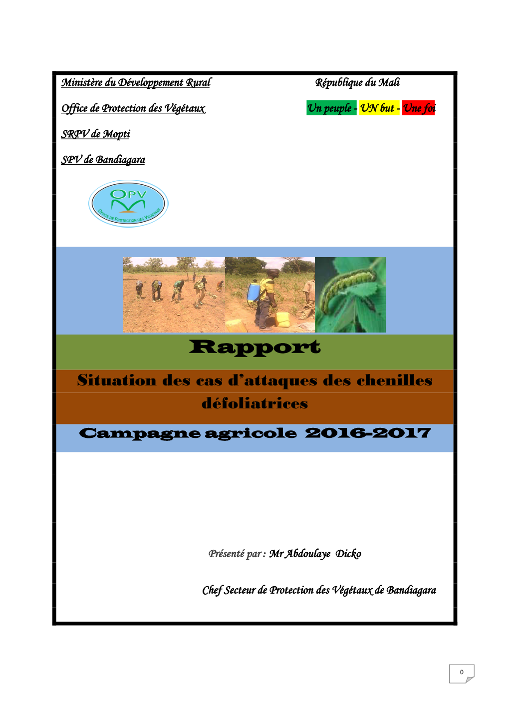 Rapport Situation Des Cas D’Attaques Des Chenilles Défoliatrices