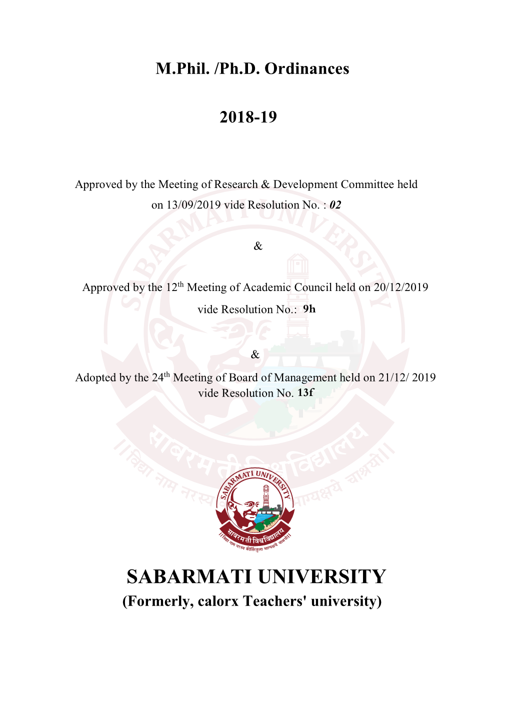 M.Phil. /Ph.D. Ordinances