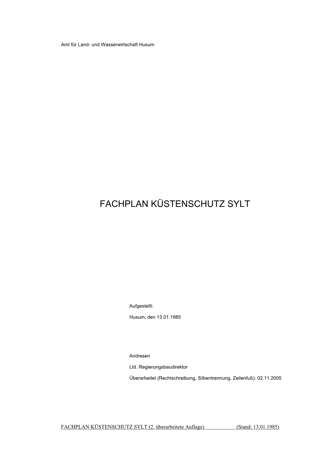 Fachplan Küstenschutz Sylt