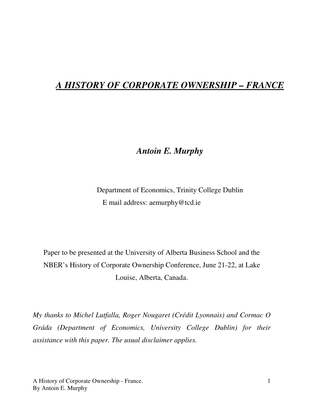 A History of Corporate Ownership – France