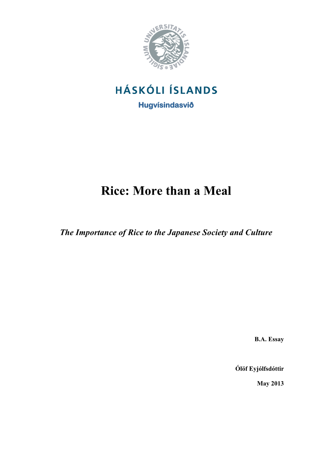 Rice: More Than a Meal