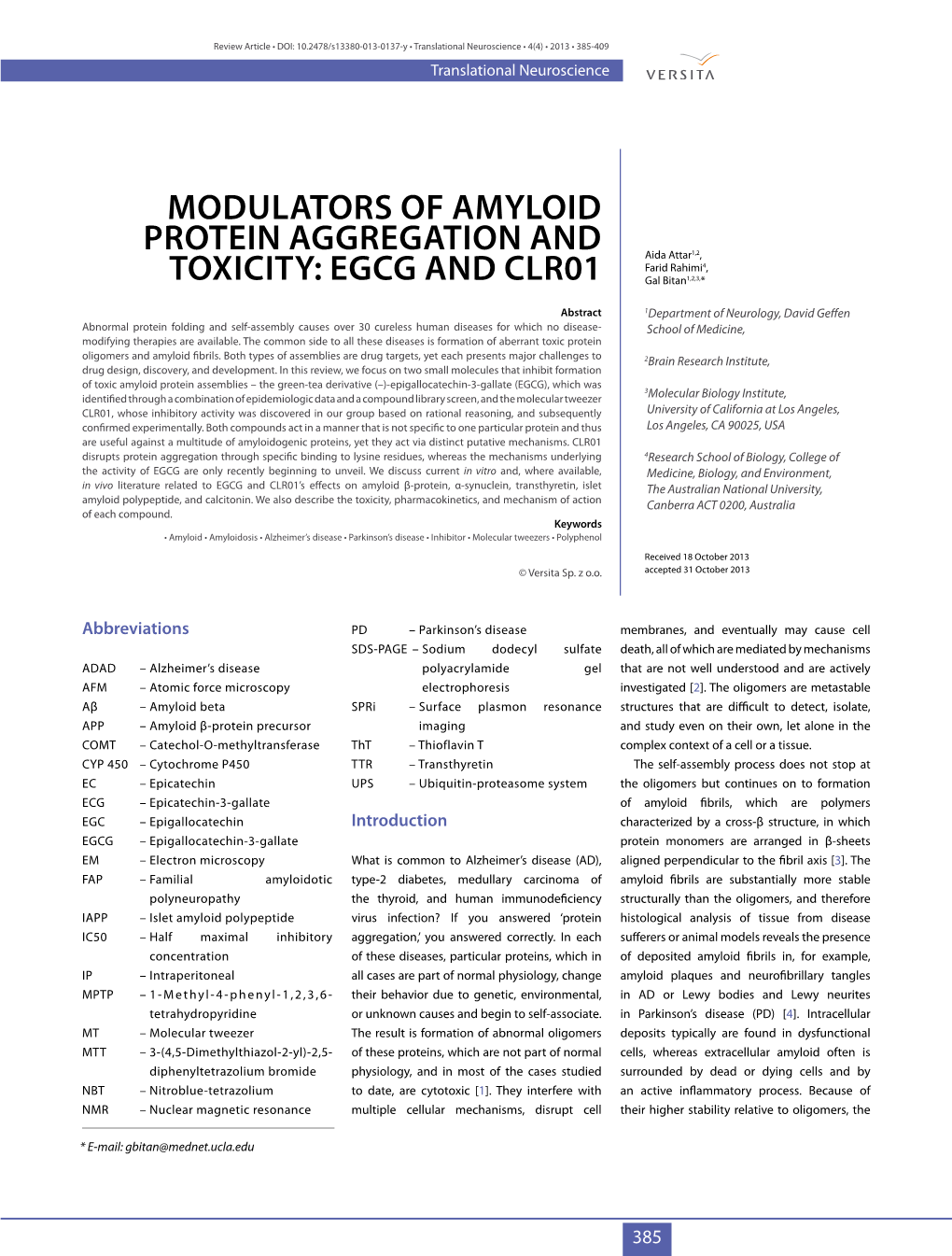 Modulators of Amyloid Protein Aggregation and Toxicity