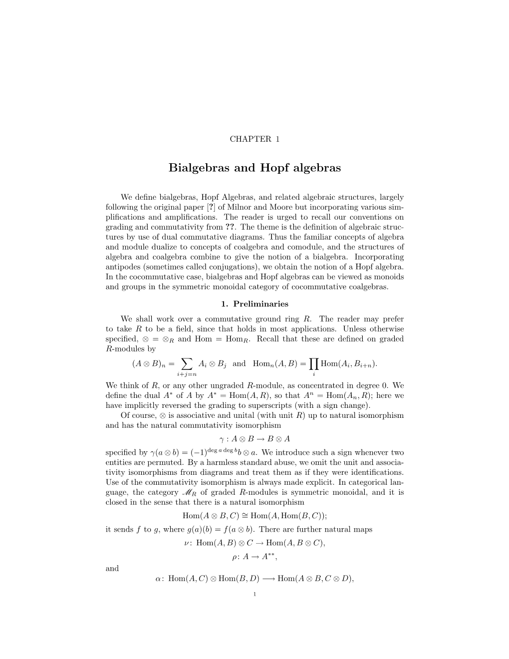 Bialgebras and Hopf Algebras