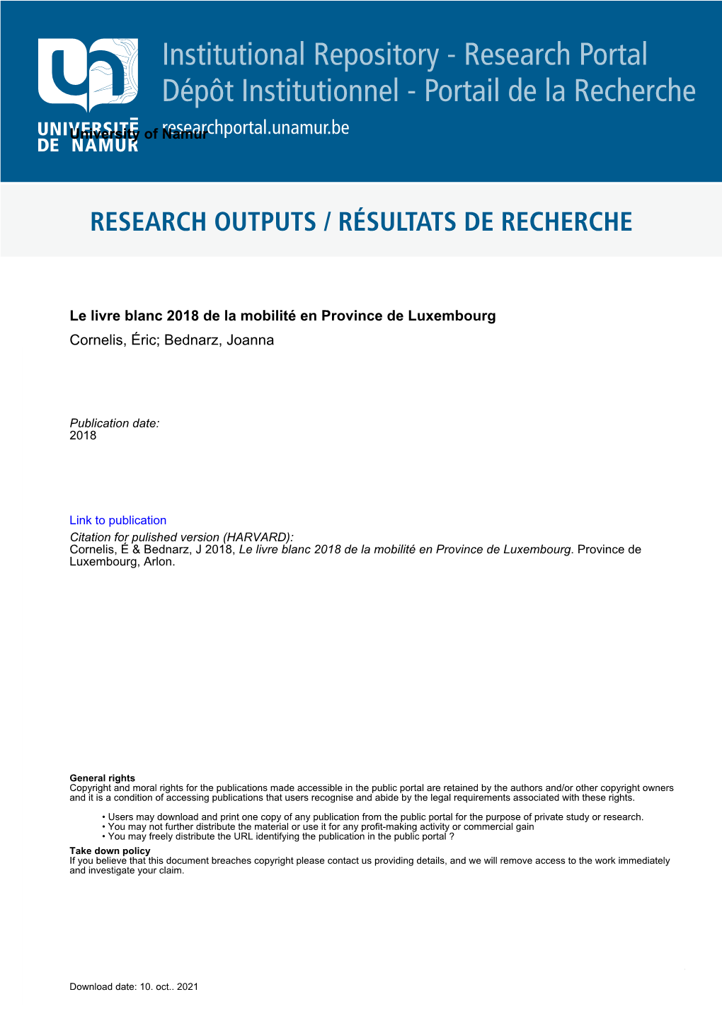 Research Portal Dépôt Institutionnel - Portail De La Recherche