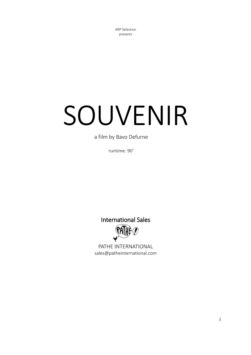 SOUVENIR a Film by Bavo Defurne