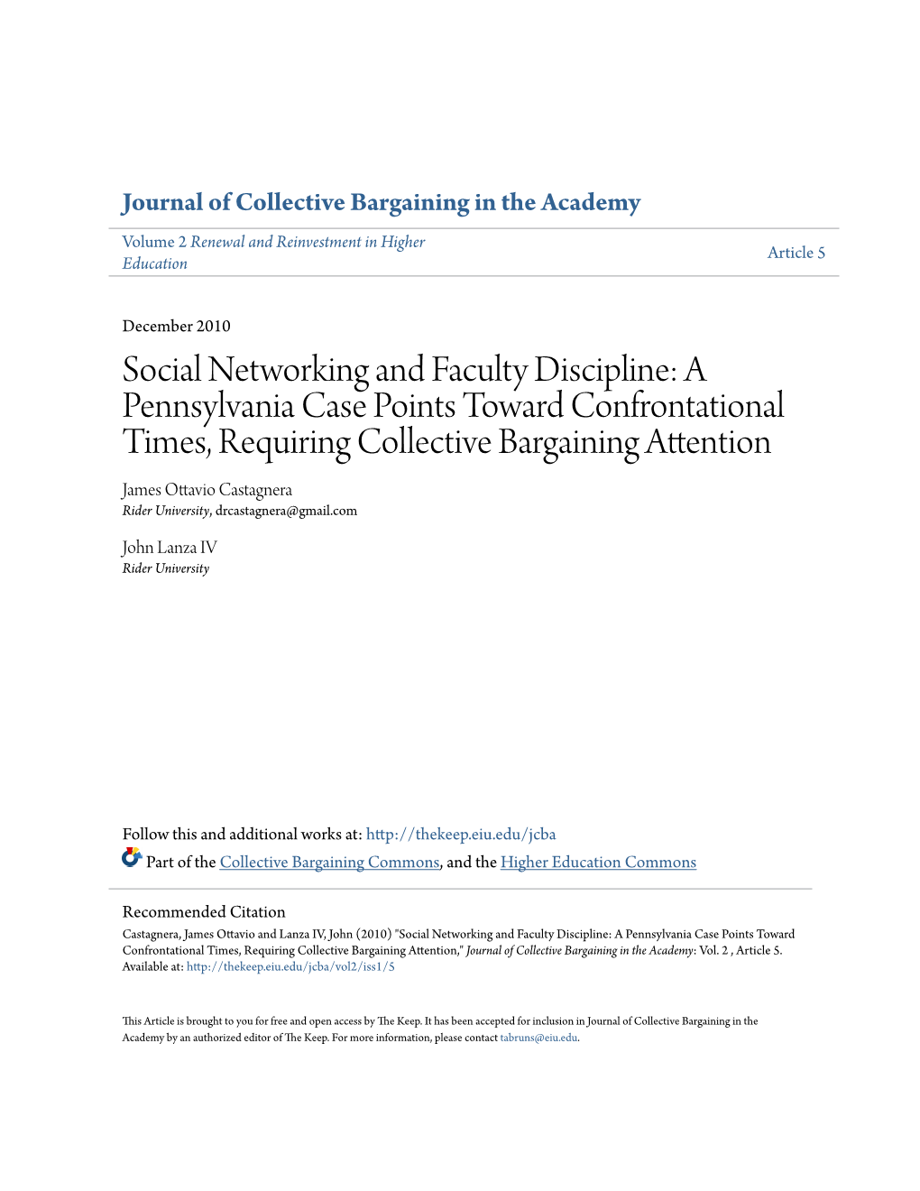 Social Networking and Faculty Discipline: a Pennsylvania Case