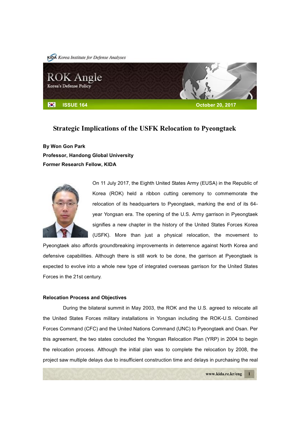 Strategic Implications of the USFK Relocation to Pyeongtaek