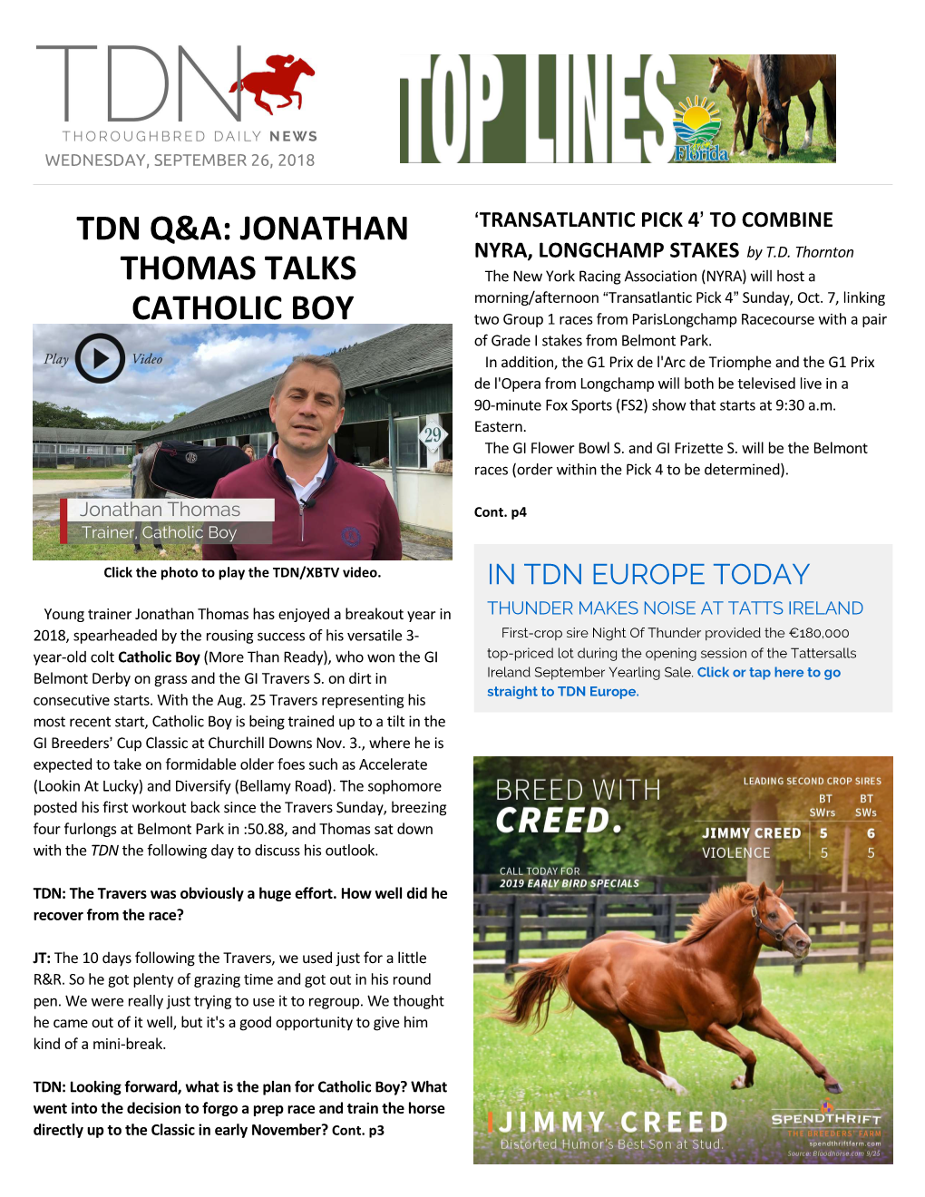 Tdn Q&A: Jonathan Thomas Talks Catholic
