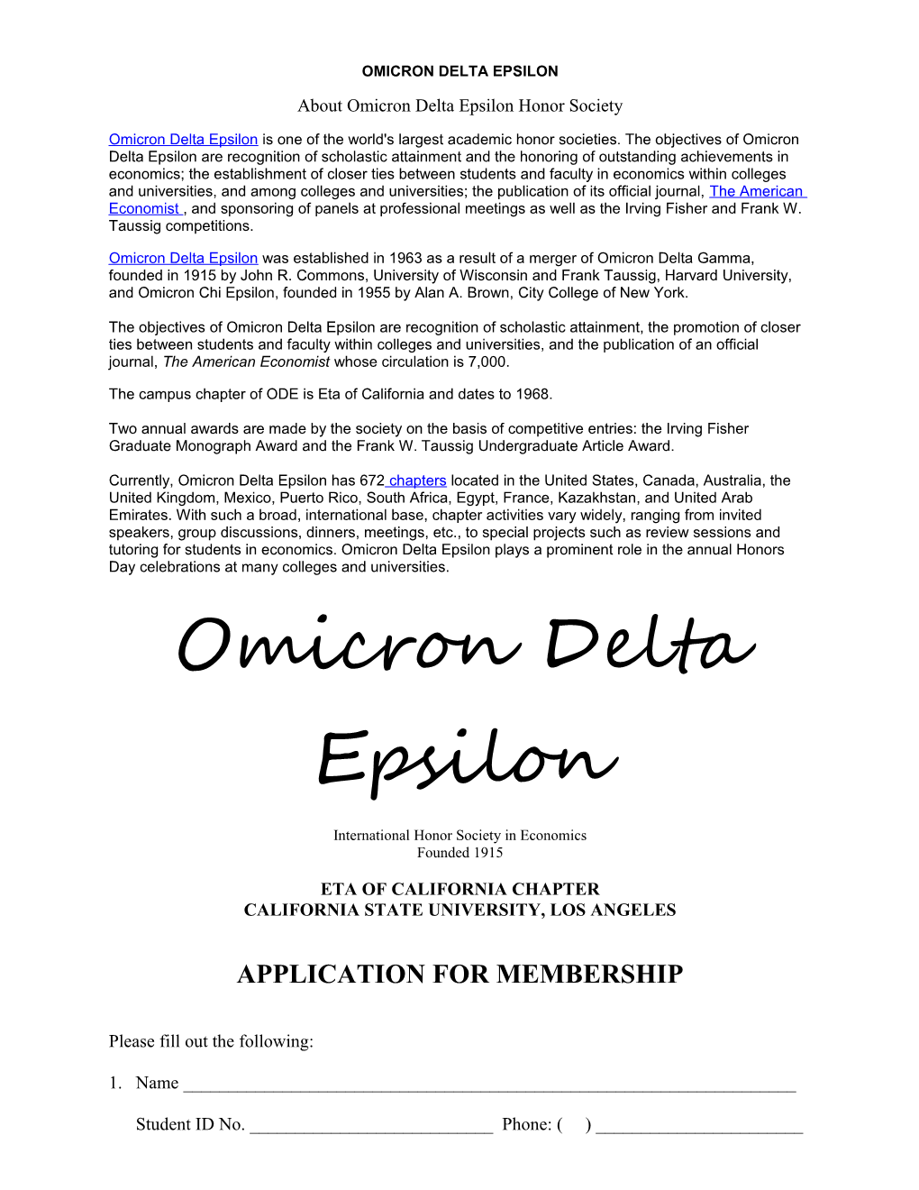 Omicron Delta Epsilon