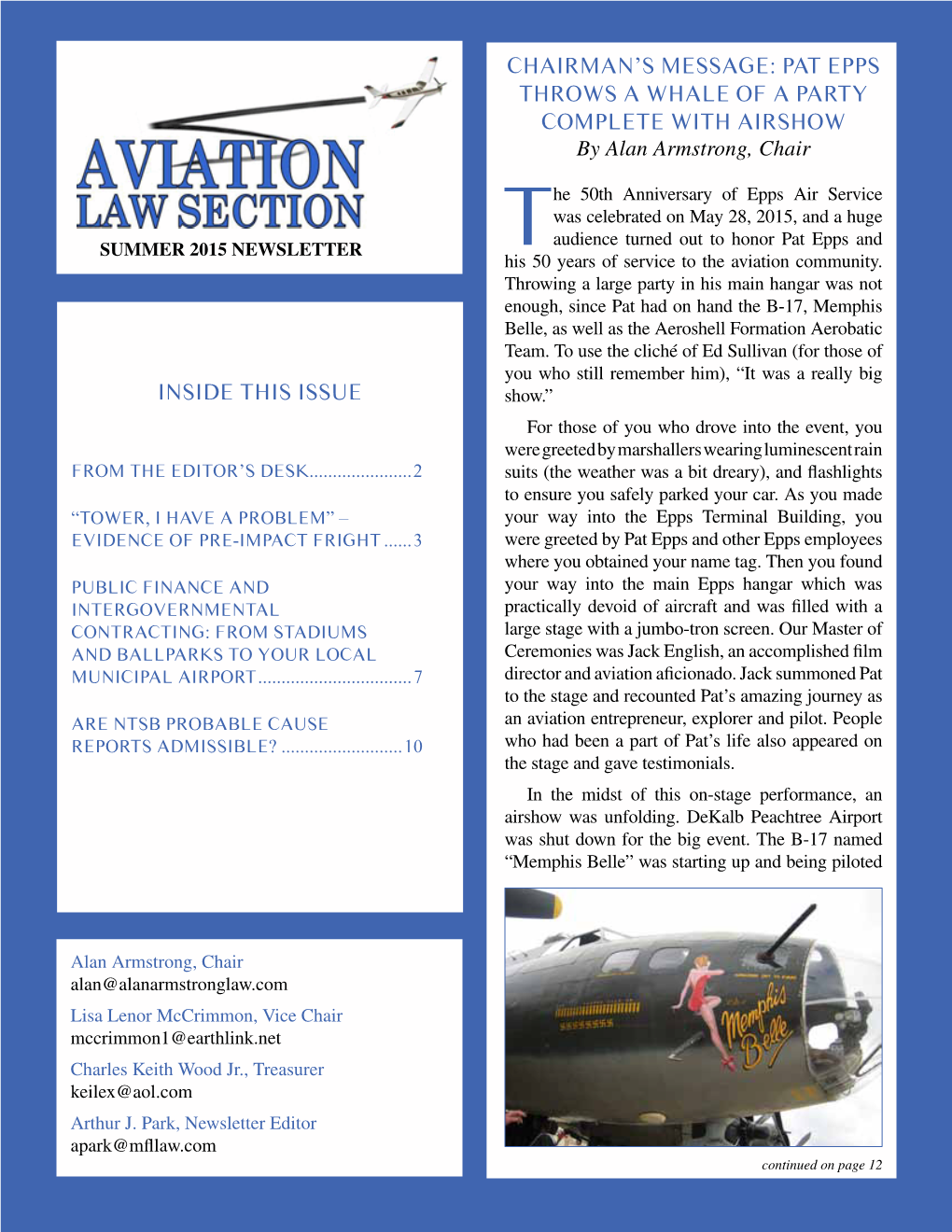 SUMMER 2015 NEWSLETTER This 50 Years of Service to the Aviation Community