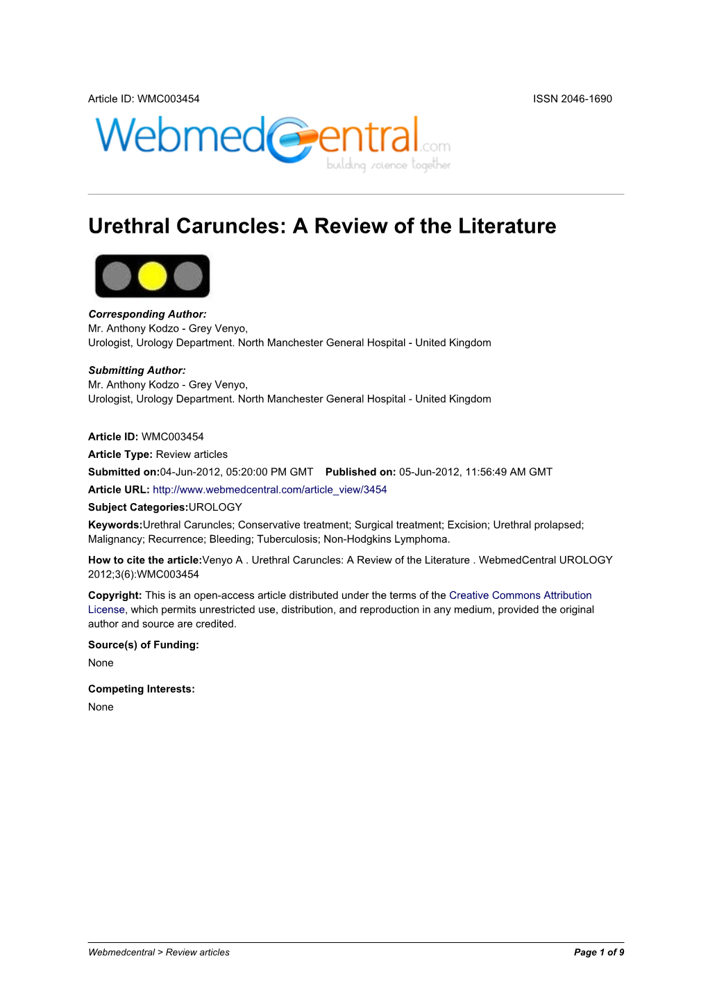 Urethral Caruncles: a Review of the Literature