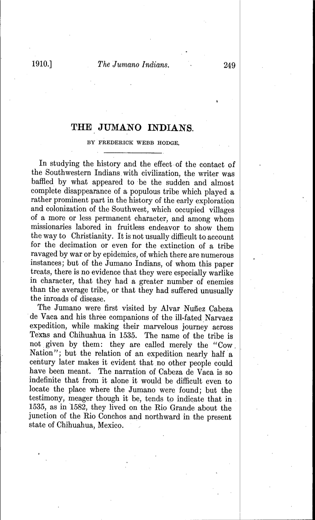 The Jumano Indians. • 249