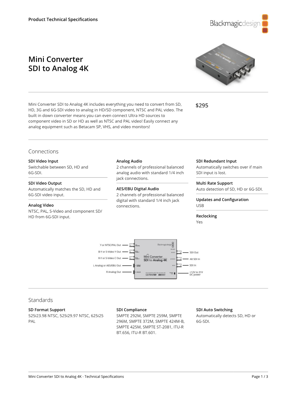 Blackmagic Design: Mini Converters Tech Specs