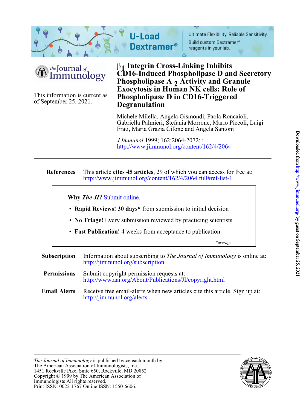 Degranulation Phospholipase D in CD16