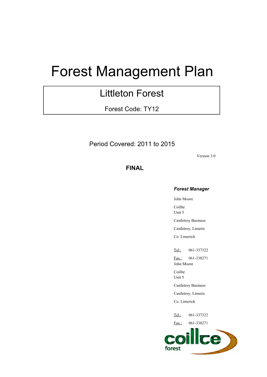 Forest Management Plan