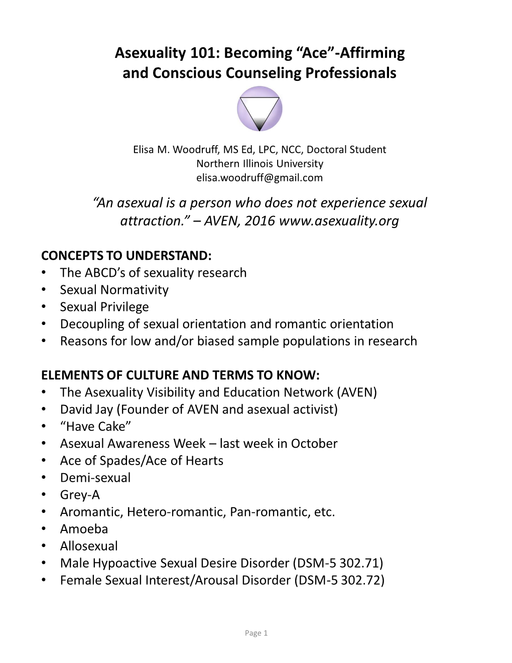 Asexuality 101: Becoming “Ace”-Affirming and Conscious Counseling Professionals