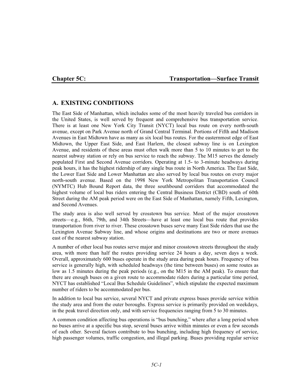 Chapter 5C: Transportation—Surface Transit A. EXISTING CONDITIONS