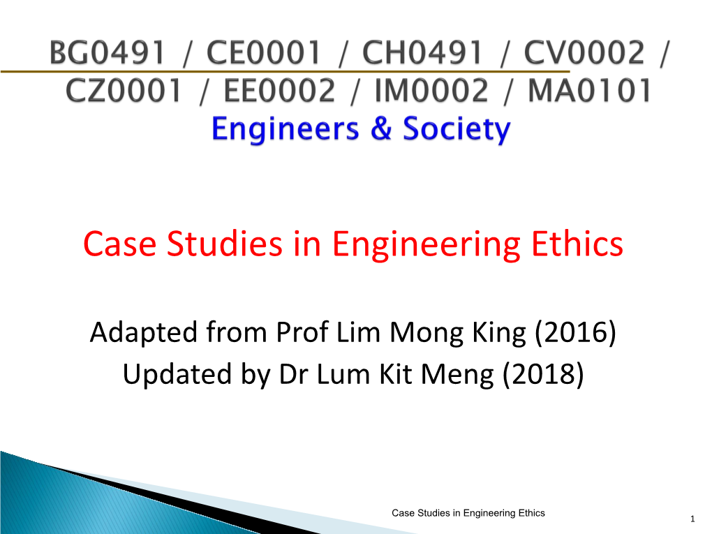 Case Studies in Engineering Ethics