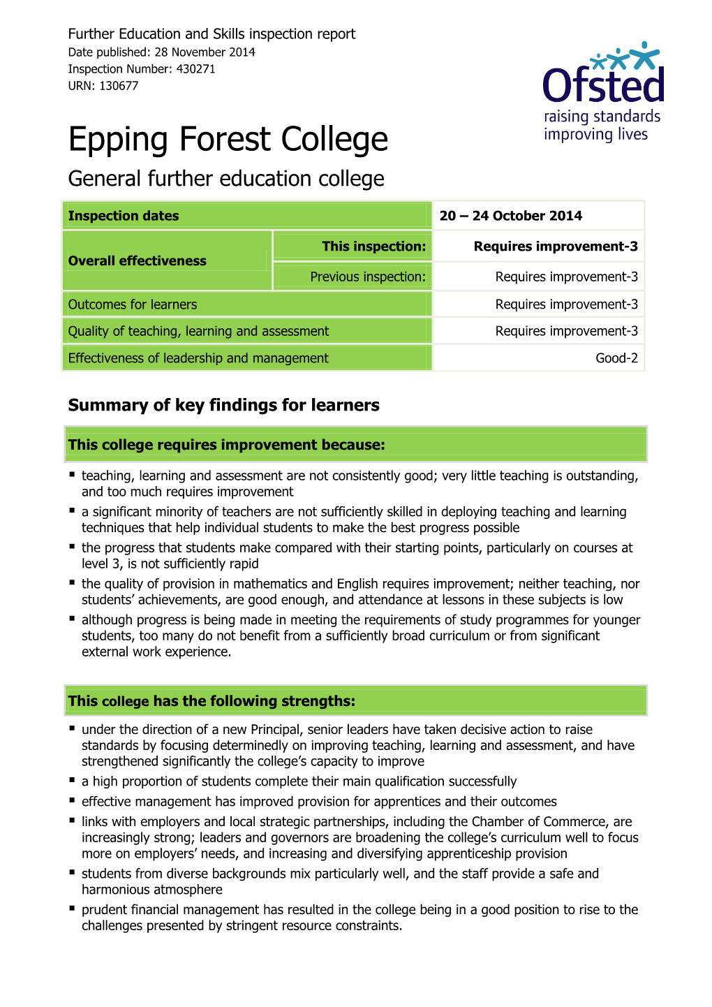 Epping Forest College General Further Education College