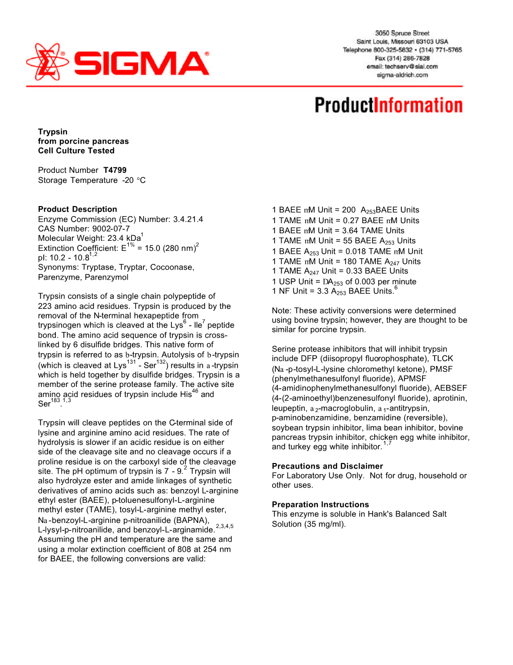 Product Information Sheet (PDF)