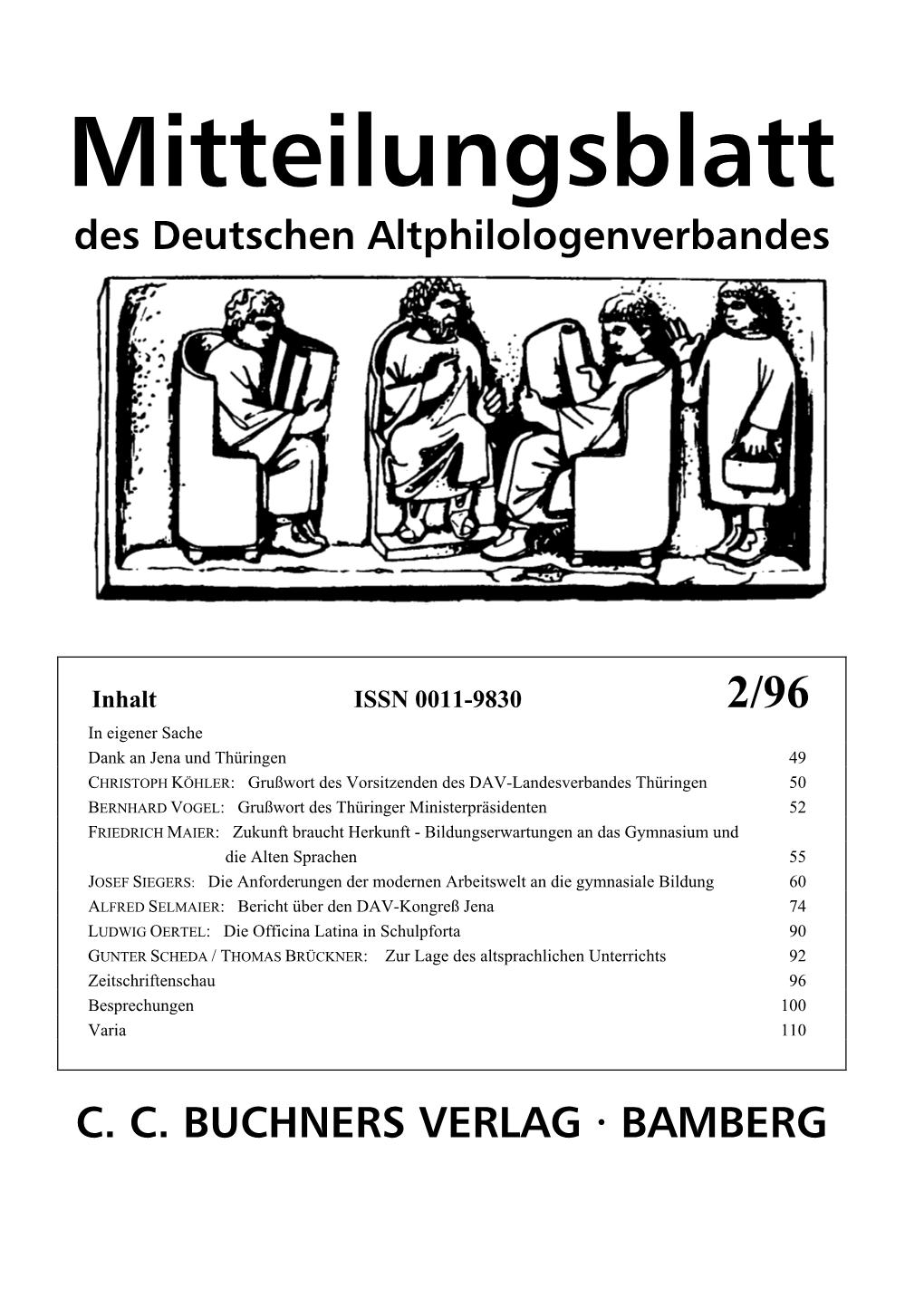 Mitteilungsblatt Des Deutschen Altphilologenverbandes