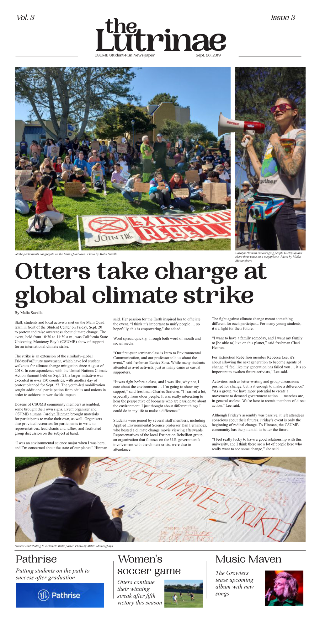 Otters Take Charge at Global Climate Strike by Malia Savella Said