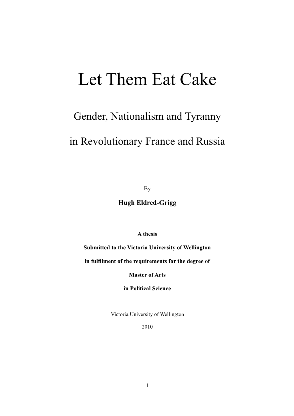 Let Them Eat Cake