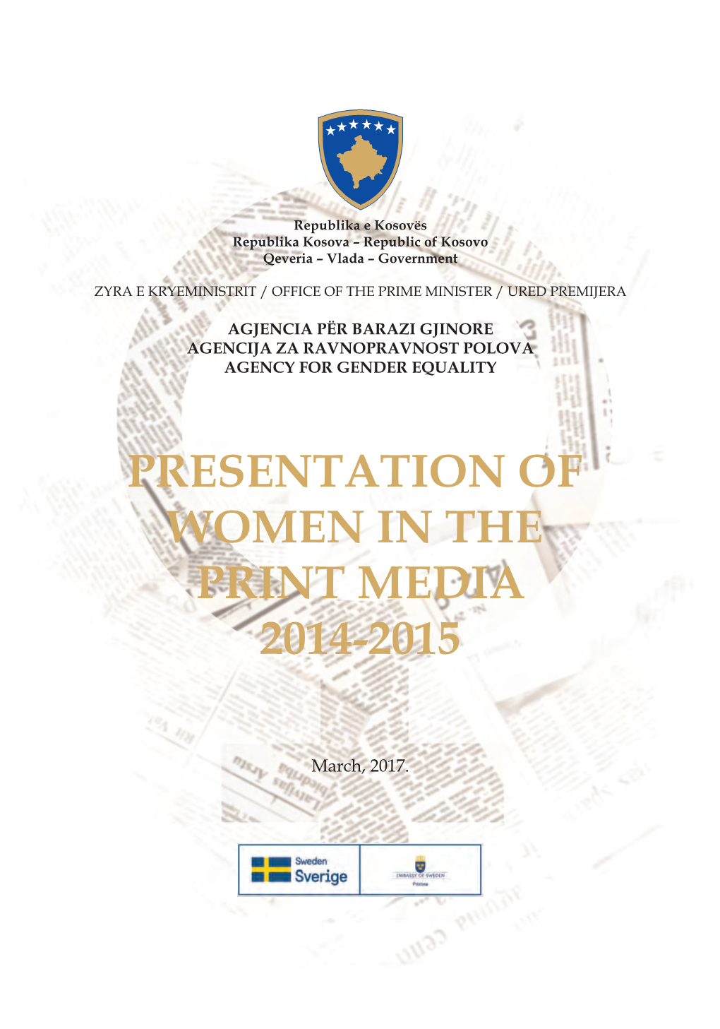 Presentation of Women in the Print Media 2014-2015