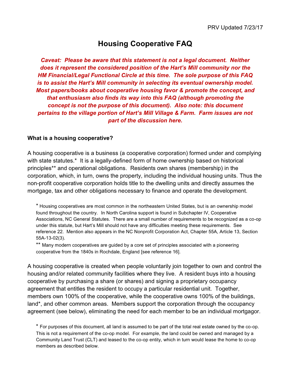 Housing Cooperative FAQ
