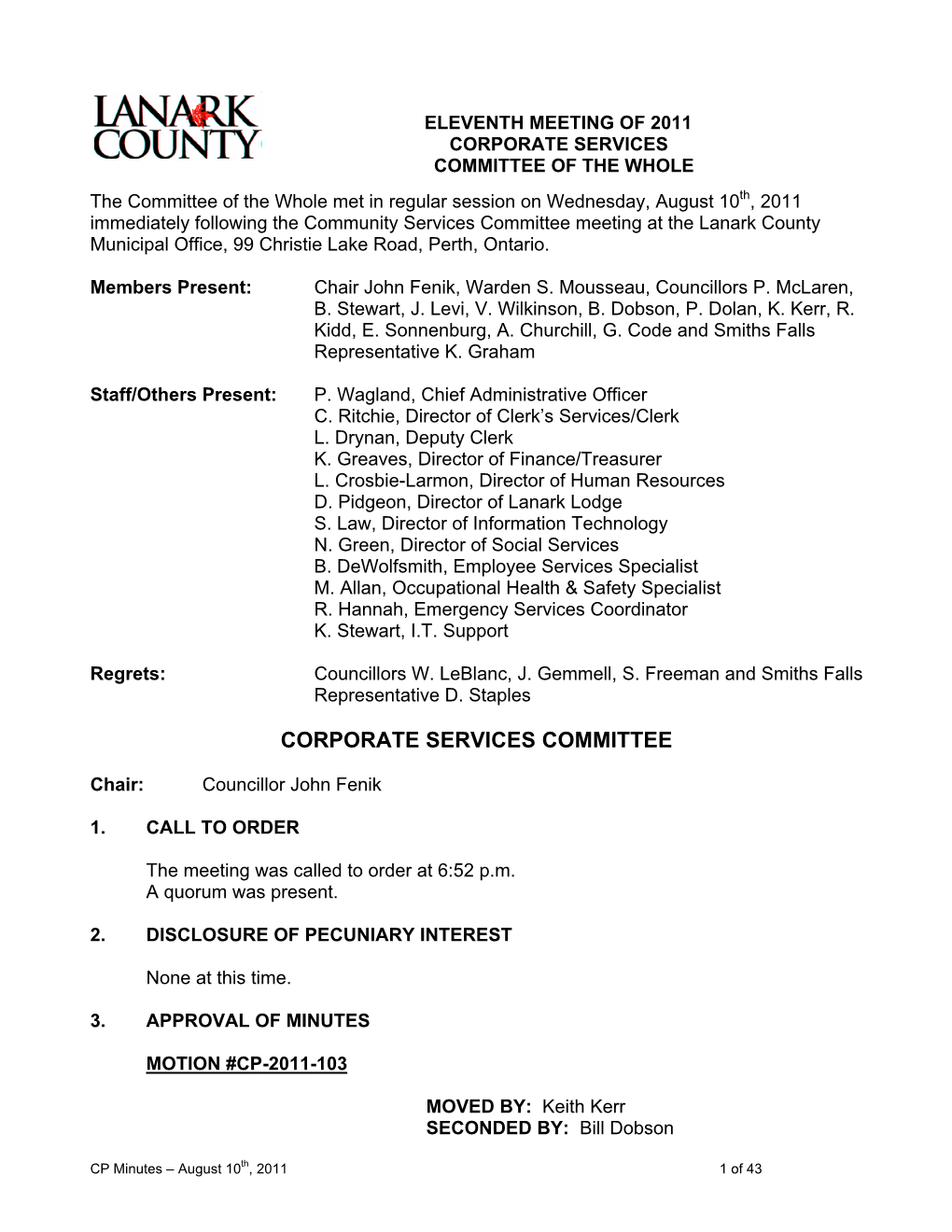 Corporate Services Committee