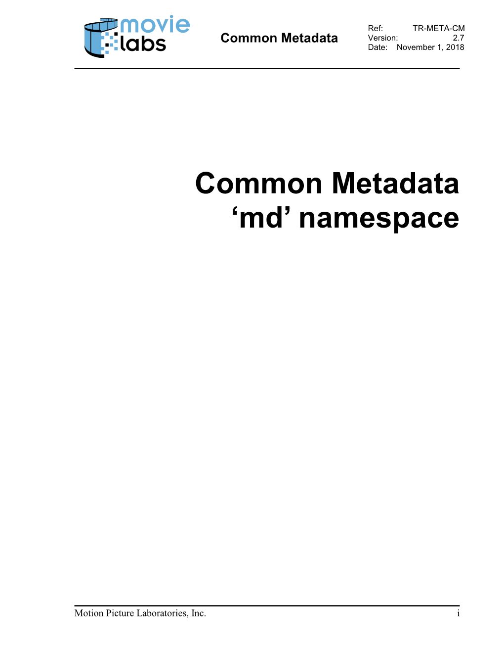 Common Metadata 'Md' Namespace