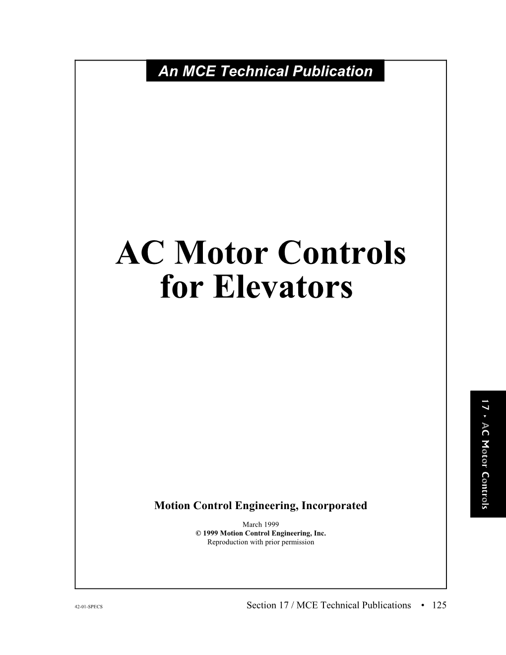 AC Motor Controls for Elevators