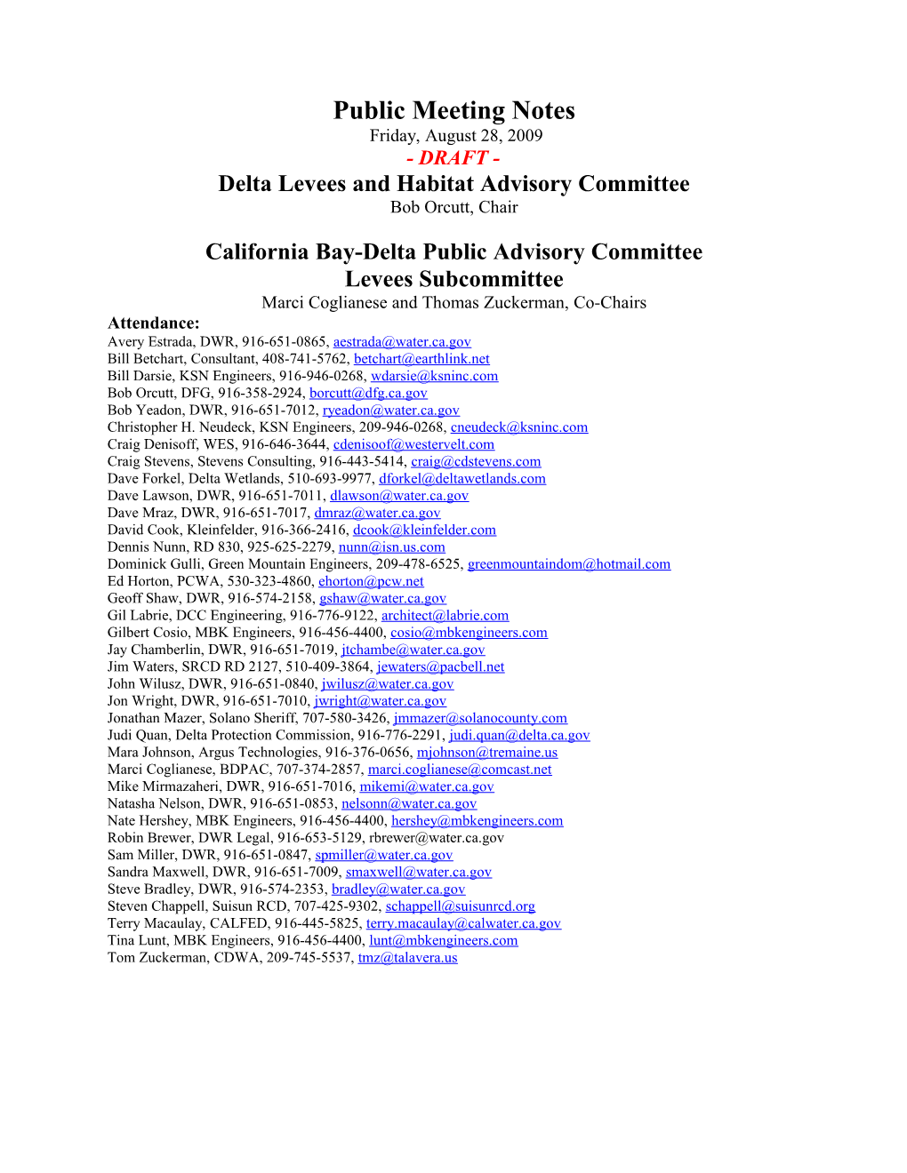 Delta Levees and Habitat Advisory Committee