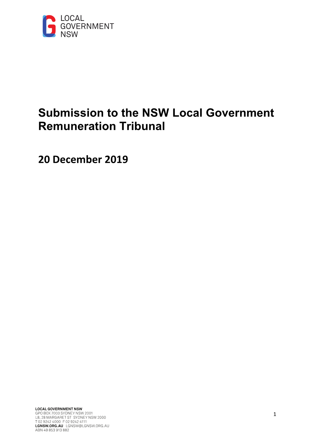 Submission to the NSW Local Government Remuneration Tribunal