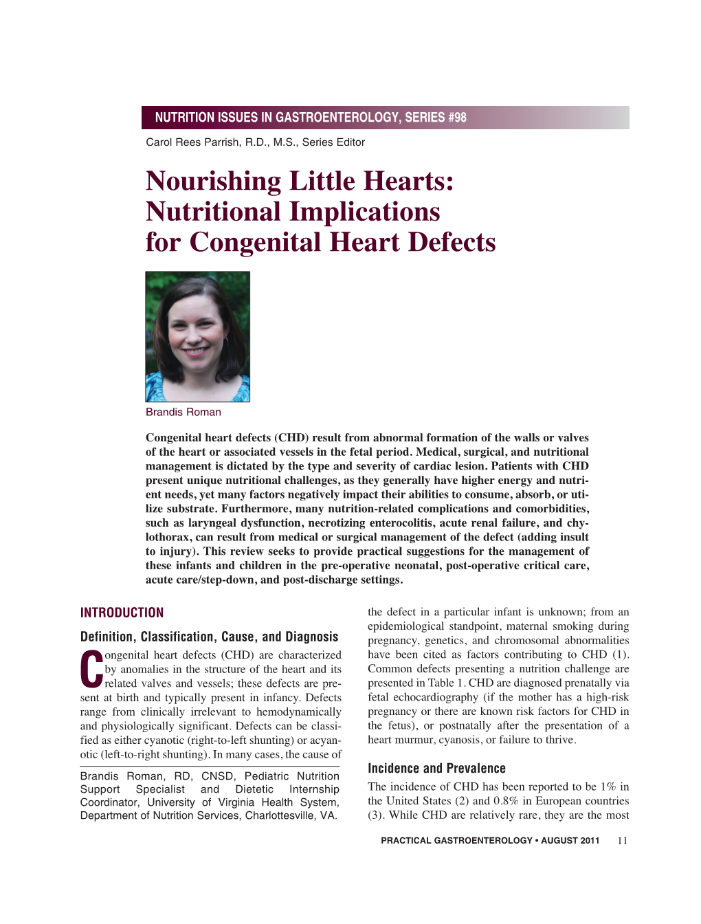 Nutritional Implications for Congenital Heart Defects