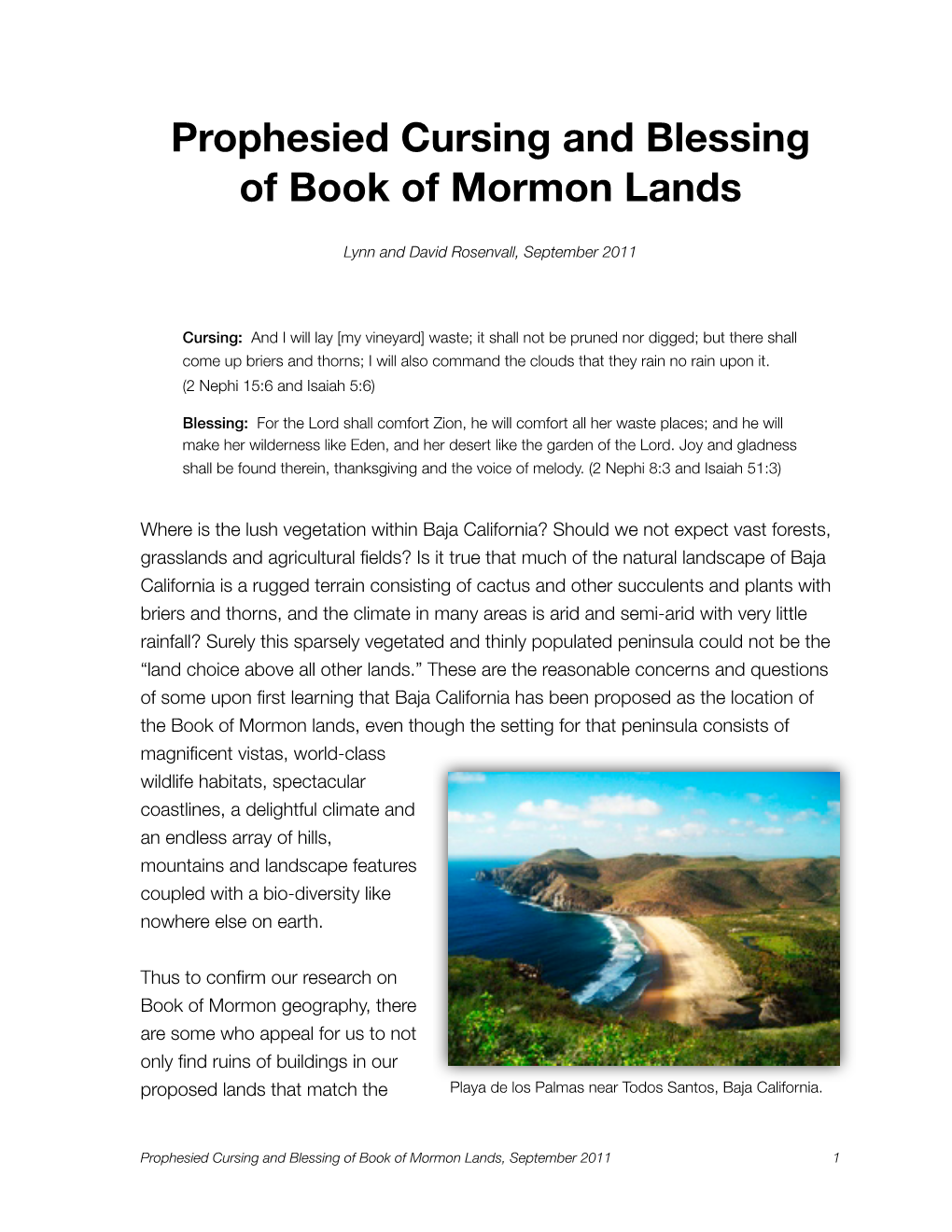 Prophesied Cursing and Blessing of Book of Mormon Lands