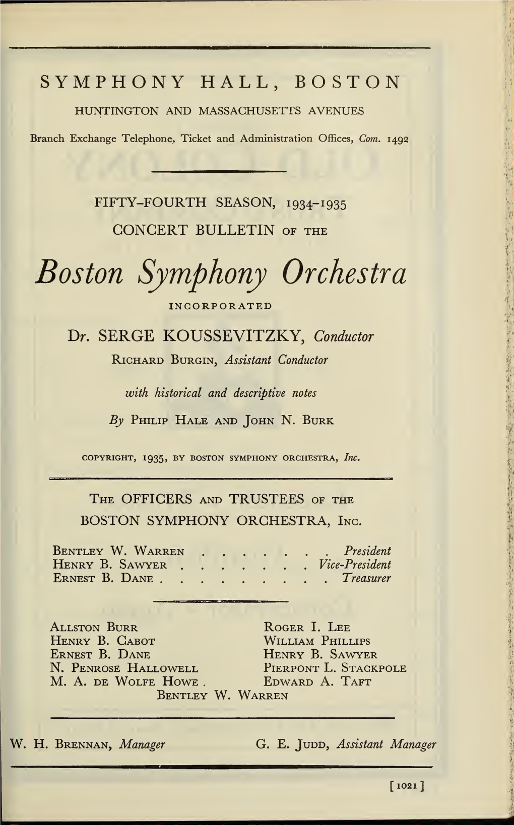 Boston Symphony Orchestra Concert Programs, Season 54,1934-1935